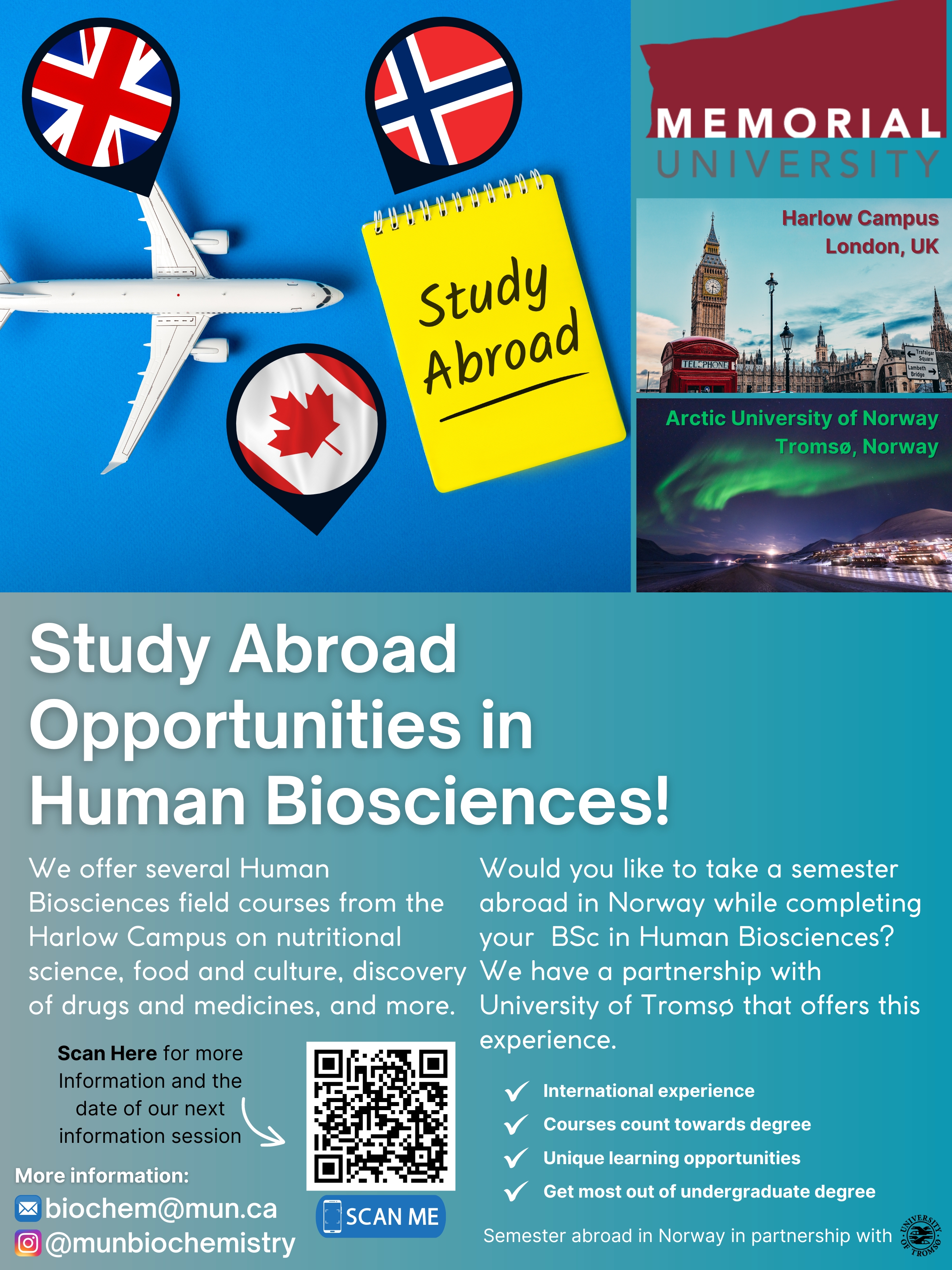 Current study abroad options in the Human Biosciences program